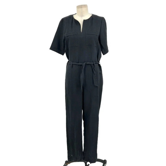 APC A.P.C Jumpsuit Coverall Short Sleeve Tie Belted Linen Blend Black‎ Size XS - Picture 2 of 12